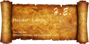 Haider Edvin névjegykártya